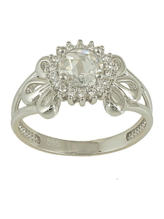 Kiriakos Gofas Set with Necklace , Earrings & Ring from White Gold 14K with Stones