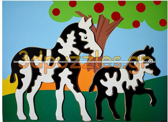 Wooden Kids Peg Puzzle Wooden Puzzle Zebras for 2+ Years 12pcs Anelixi