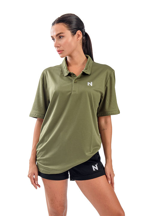 Energy Women's Athletic Polo Blouse Short Sleeve Green