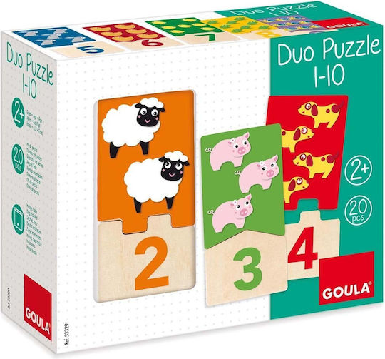 Wooden Kids Puzzle Number & Quantity 1-10 20pcs Goula