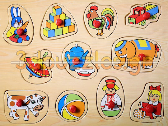 Wooden Kids Peg Puzzle Games II Colored 11pcs Anelixi