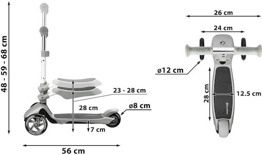HyperMotion Παιδικό Πατίνι 3 in 1 Τρίτροχο με Κάθισμα Ροζ