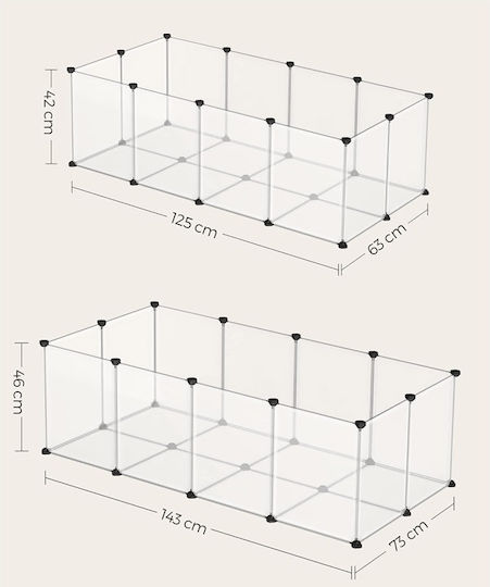 Songmics Park für Hunde aus Plastik in Weiß Farbe 125 x 63 x 42cm