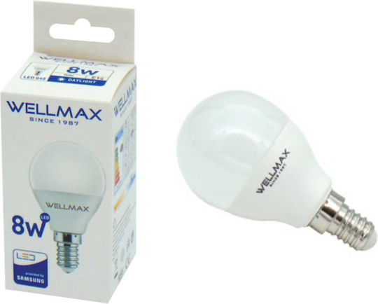 Wellmax LED Крушка 8W за Цокъл E14 и Форма G45 Хладно бяло 600лм