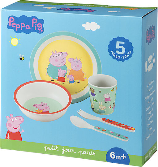 Petit Jour Paris Σετ Φαγητού Peppa από Μελαμίνη Πολύχρωμο 5τμχ