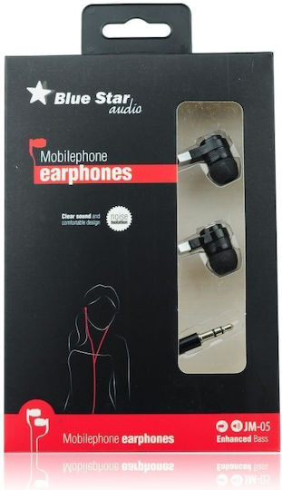 Blue Star In-ear Handsfree Ακουστικά με Βύσμα 3.5mm Μαύρο