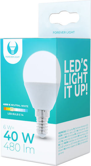 Forever Light LED Bulb 6W 78mm for Socket E14 and Shape G45 Natural White 480lm