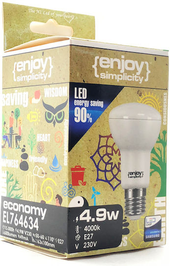 Elvhx Λάμπα LED 6.2W για Ντουί E14 και Σχήμα R50 Φυσικό Λευκό 450lm