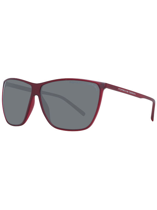 Porsche Design Men's Sunglasses with Red Plastic Frame and Gray Lens P8612 D