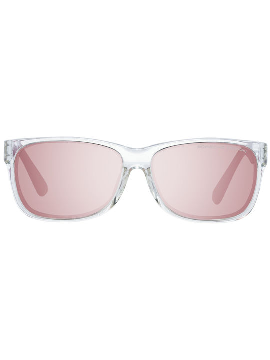 Porsche Design Women's Sunglasses with Transparent Plastic Frame and Pink Mirror Lens P8907 D