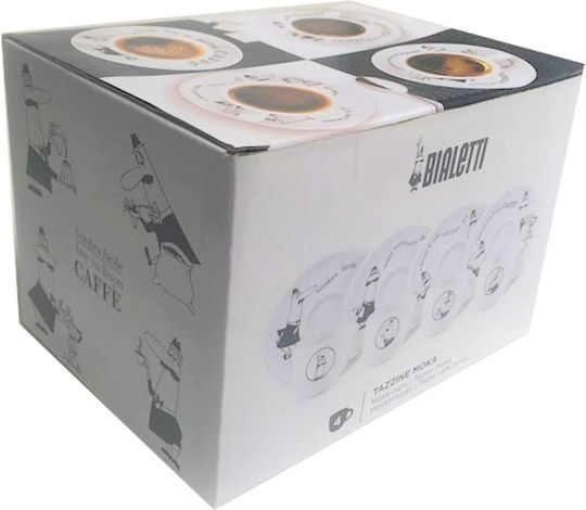 Bialetti Σετ Φλιτζάνια Espresso από Πορσελάνη Λευκά 50ml 4τμχ