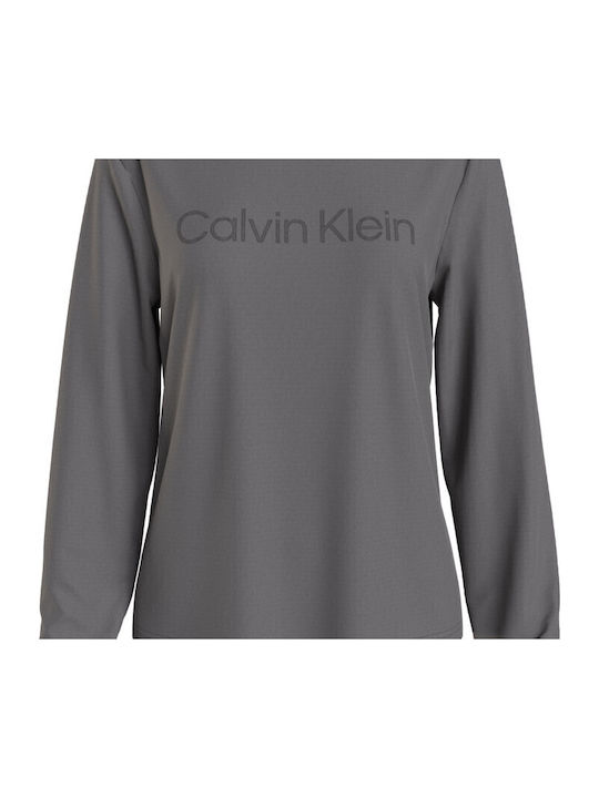 Calvin Klein Χειμερινή Γυναικεία Βαμβακερή Μπλούζα Πιτζάμας Γκρι