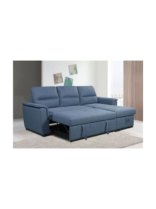 Corner Couch Bed with Reversible Angle & Storage Space Blue 235x150x95 cm