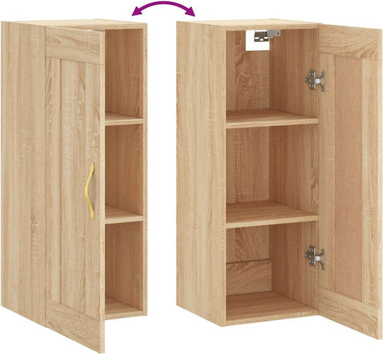 Hängeschrank für Wohnzimmer aus Spanplatte Sonoma-Eiche 34,5x34x90 cm