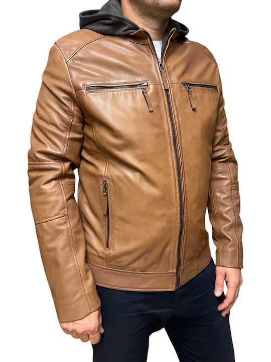 Leather Jacket Biker Tabac Brown