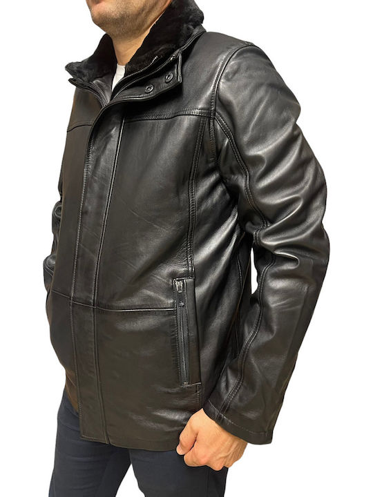 Lederjacke Winter Jacke Schwarz