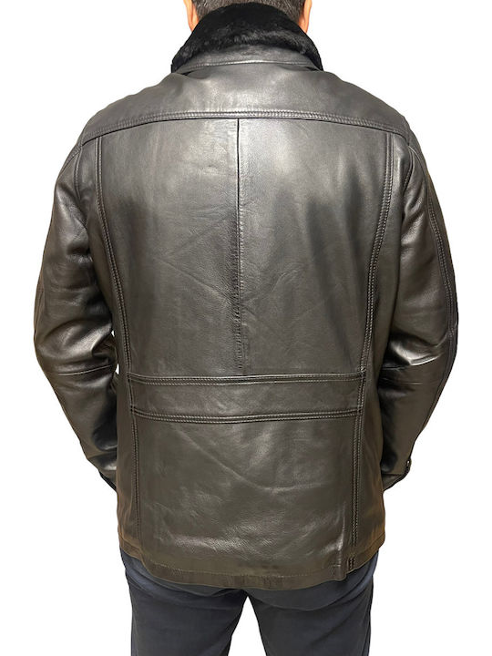 Lederjacke Winter Jacke Schwarz