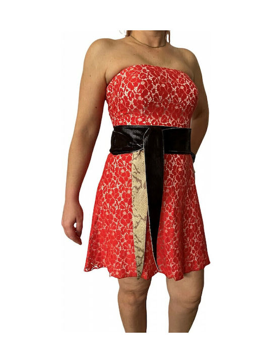 Breite Leder Damen Gürtel Beige