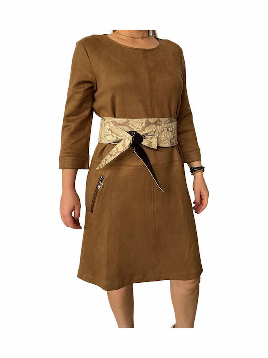 Breite Leder Damen Gürtel Beige
