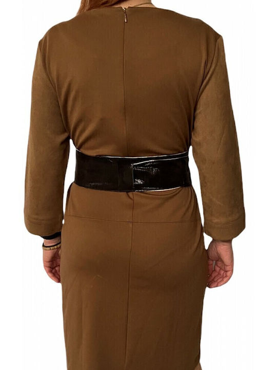 Breite Leder Damen Gürtel Beige