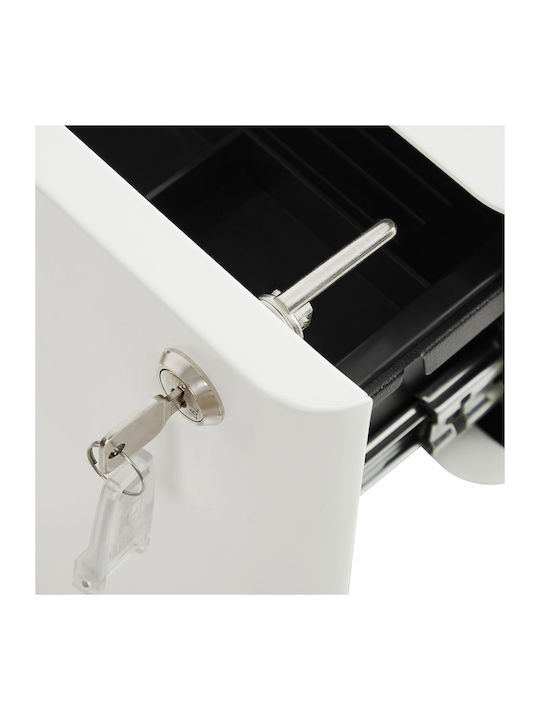 Office Storage Metal Drawer with Wheels, Lock & 3 Drawers White L46xW30xH59.2cm