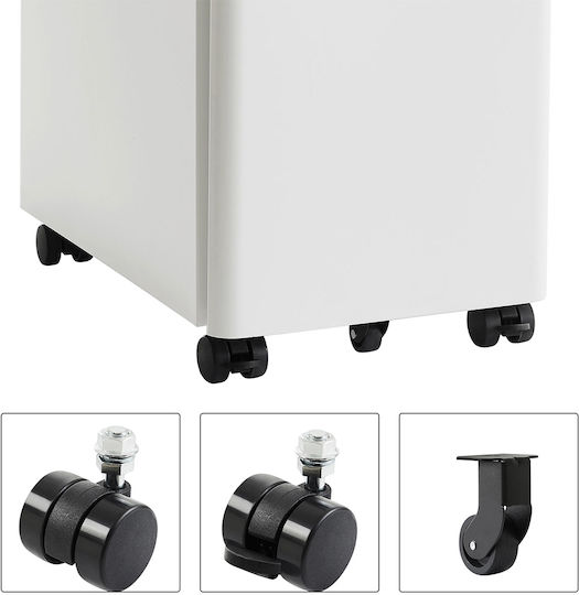 Metal Office Drawer with Wheels and Lock White 46x30x59.2cm