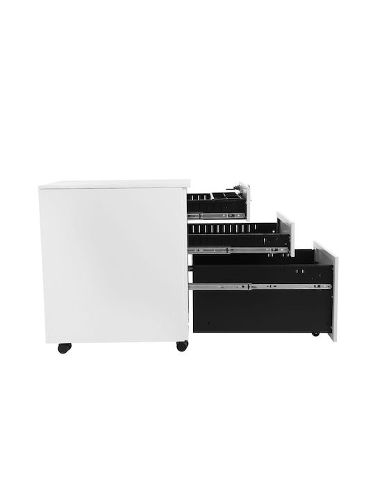 Schublade Büro mit Rollen & Schloss White 52x39x60cm