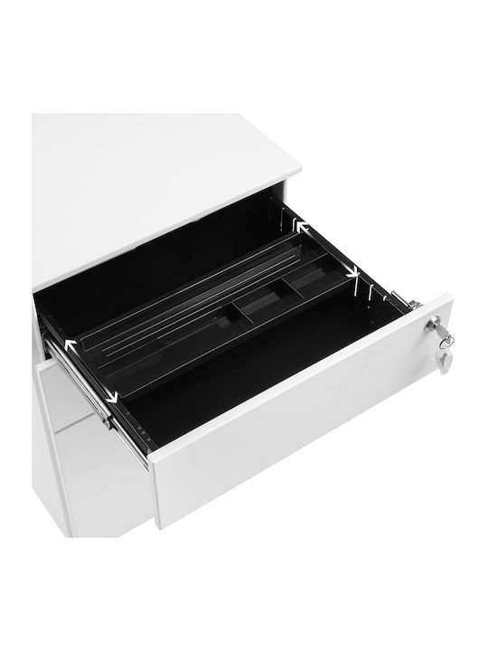 Schublade Büro mit Rollen & Schloss White 52x39x60cm