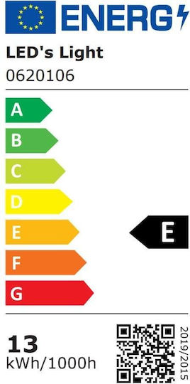123led Λάμπα LED 13W για Ντουί E27 και Σχήμα A60 Θερμό Λευκό 1521lm