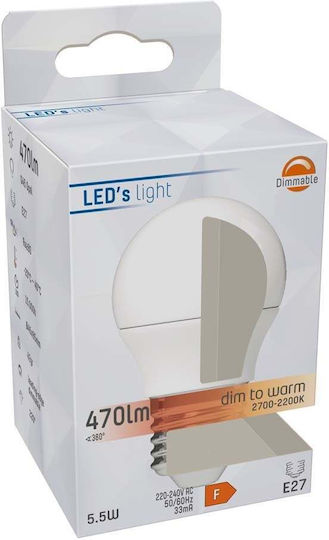 123led Λάμπα LED 5.5W για Ντουί E27 και Σχήμα P45 Θερμό Λευκό 470lm Dimmable