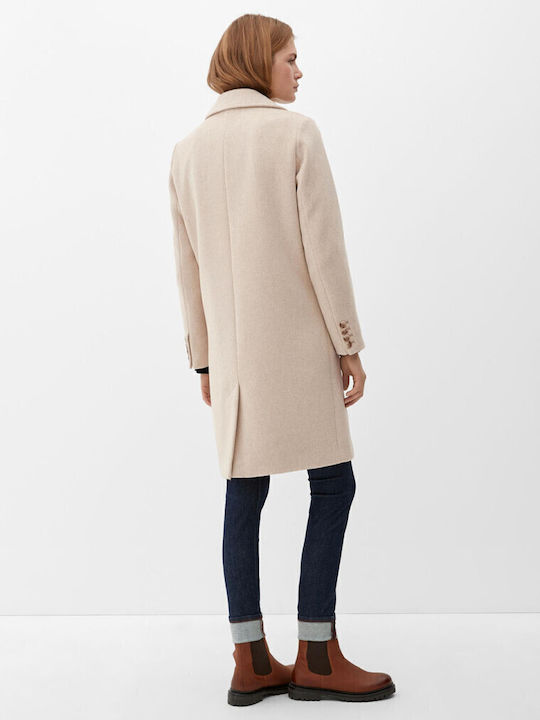 Women's Beige Coat with Buttons