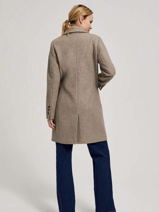 Make your image Women's Midi Coat with Buttons Beige