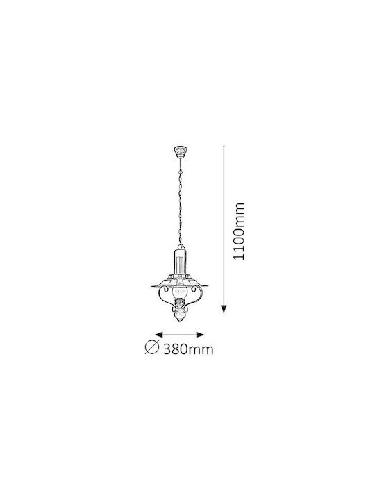 Rabalux Pendant Light Black with Socket E27 18.5x53.5cm