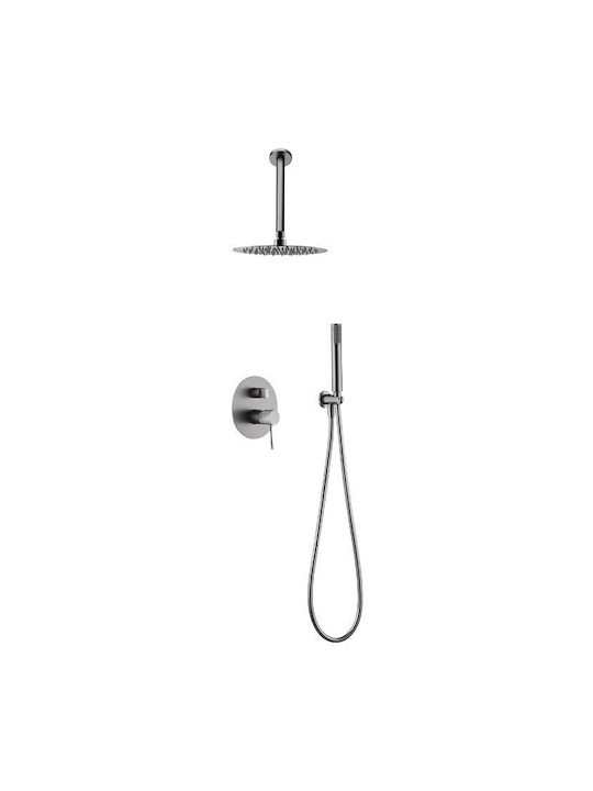 Imex Built-in Mixer & Shower Head Set for Shower 2 Exits Inox Silver