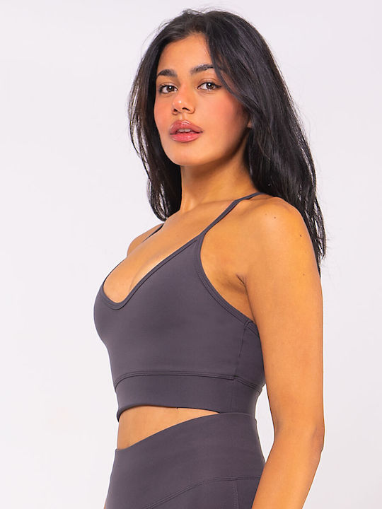 The Lady Women's Athletic Crop Top with Straps Gray