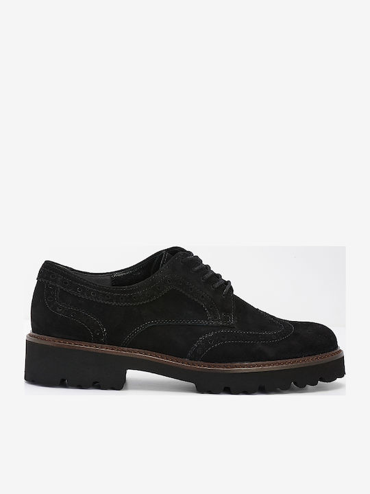 Leder Damen Oxfords in Schwarz Farbe