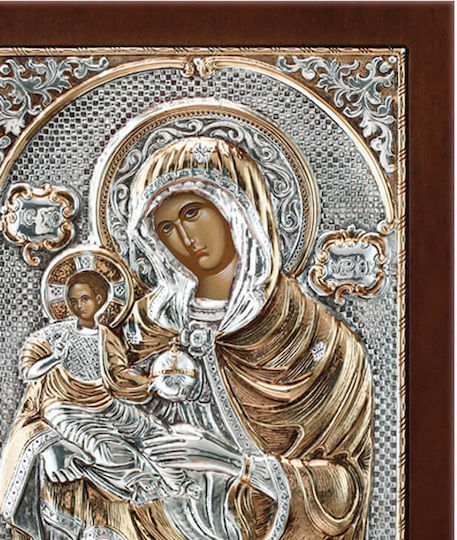 SilverBrand.gr Heiligenikone Maria Eleousa Silber 20x16cm