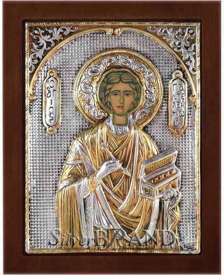 SilverBrand.gr Image saint Panteleimon Silver 20x16cm