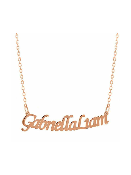 Amor Amor Necklace Name from Pink Gold Plated Silver