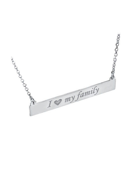 Ioannou24 Necklace ID Card from White Gold 9 K