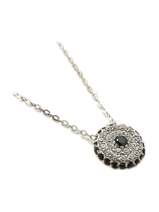 Polytimo Halskette Auge aus Weißgold 14K mit Zirkon Blau