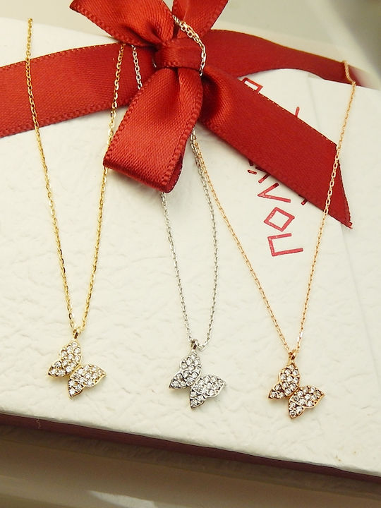 Polytimo Charm mit Design Schmetterling aus Weißgold 14K mit Zirkon