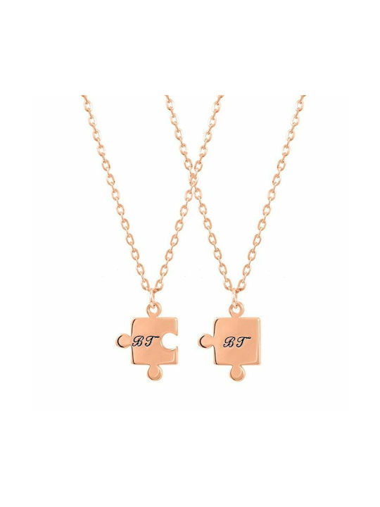 Amor Amor Necklace Double Monogram from Pink Gold Plated Silver