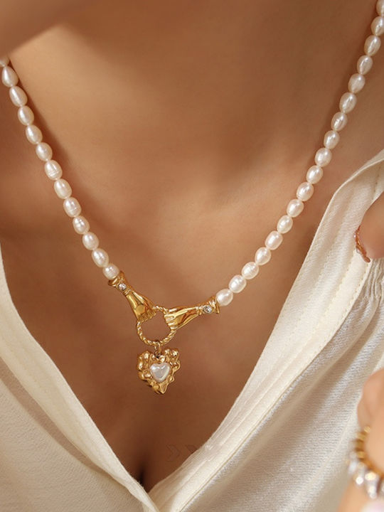 Callajewels Κολιέ με σχέδιο Καρδιά με Πέρλες
