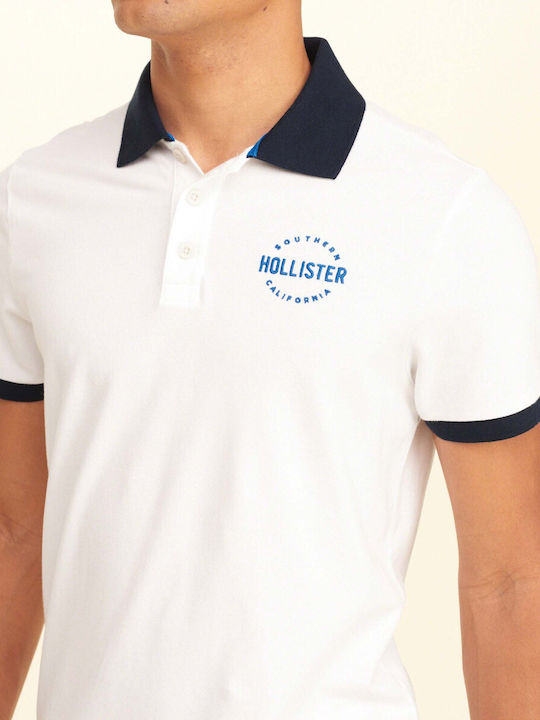 Hollister Herren Kurzarmshirt Polo Weiß