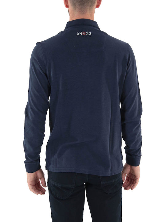 Aeronautica Militare Men's Long Sleeve Sweater Polo BLUE