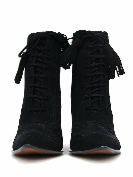 Leather Women's Ankle Boots with High Heel Black