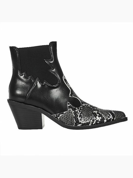 Elenross Damen Chelsea Stiefeletten mit mittlerem Absatz Schwarz