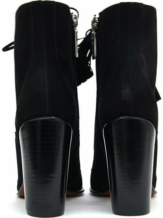 Leather Women's Ankle Boots with High Heel Black