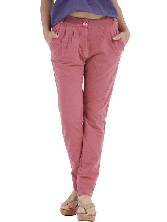 Freddy Women's Cotton Trousers in Regular Fit Pink